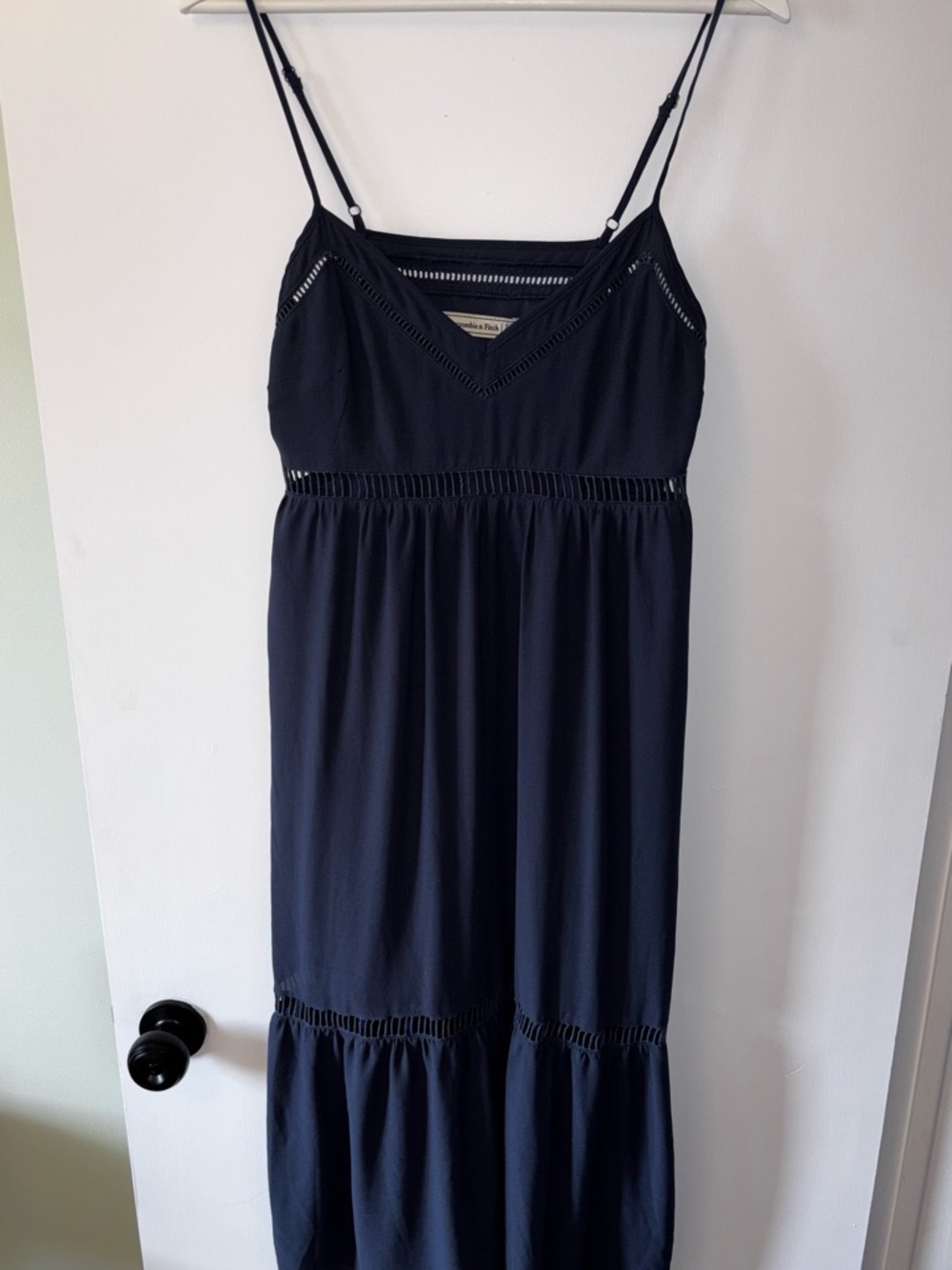 Abercrombie & Fitch Navy Blue Maxi Dress with Spaghetti Straps